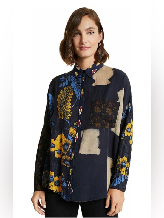Desigual Tops - Christian Lacroix for Desigual Patchwork Mixed‑Print Button-Up Shirt